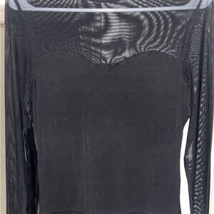 SHEIN Black Sheer Long Sleeve Blouse